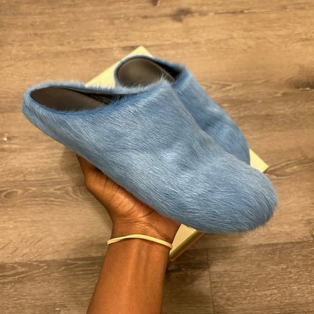 Marni Blue Cozy Mules Plush Slip-On Comfort
